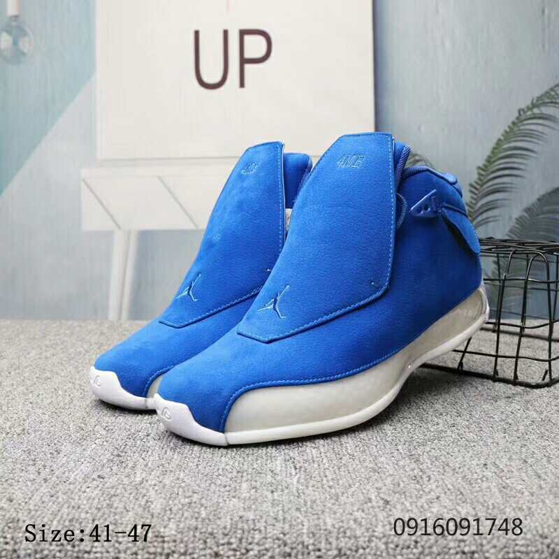 New Air Jordan 18 Blue White Shoes - Click Image to Close